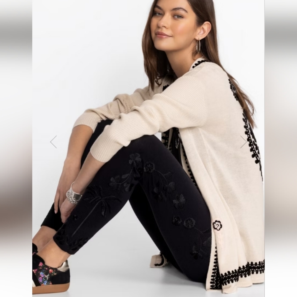 Johnny Was The Cassia Tonal Embroidery Leggings Black 1X